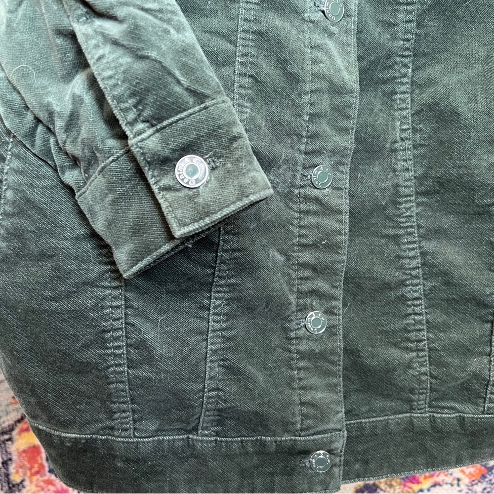 Denim & Co. Stretch Velveteen Long Jacket Dark Green medium - Picture 7 of 8